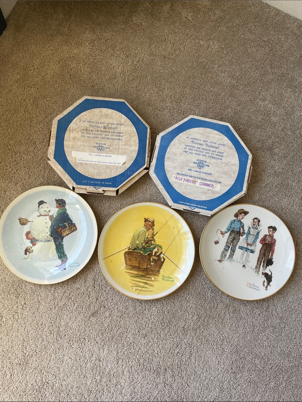 Norman Rockwell Vintage 1976 Decorative Plate Set USA Limited Edition Art Decor